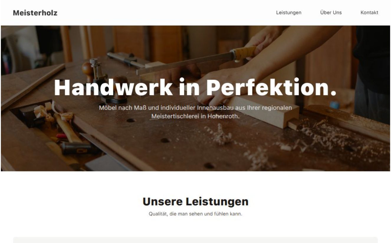 Tischlerei Webdesign – lokale Landing Page mit SEO von QuantrisLab